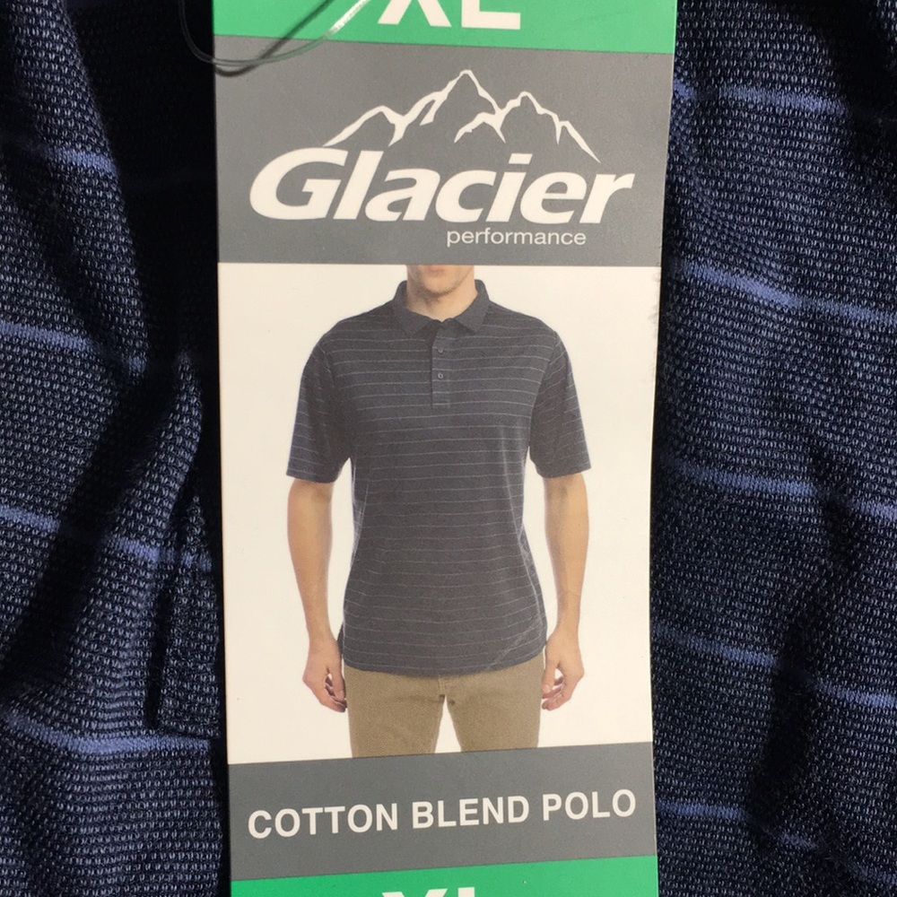 Glacier Performance Men's moisture wicking Polo Shirt in blue